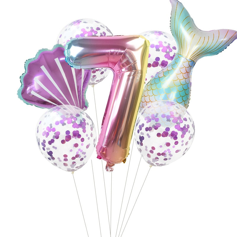 Pcs/Set Mermaid Party Number Foil Balloon Combination Baby Shower Birthday Decorations Helium Balloons 