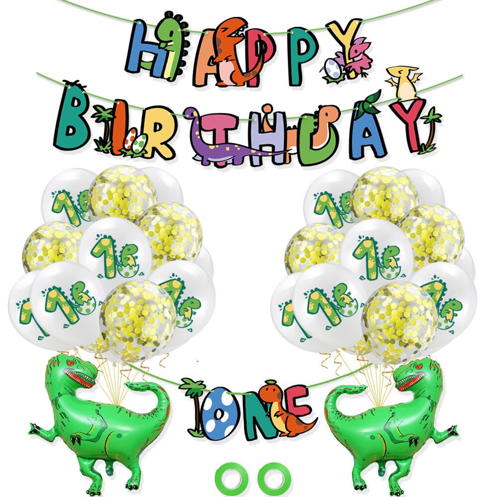 Dinosaur Theme Party Balloon Set Happy Birthday Banner Foil Balloons Boy Girl st Decoration 