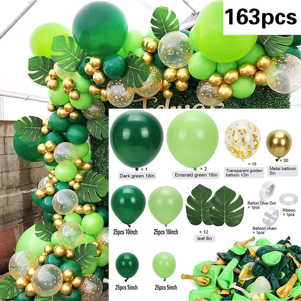 pcs Safari Jungle Party Balloon Arch Green Garland Kit Gold Huge Balloons Birthday Supplies Boy Baby Shower Decorations Inflatable