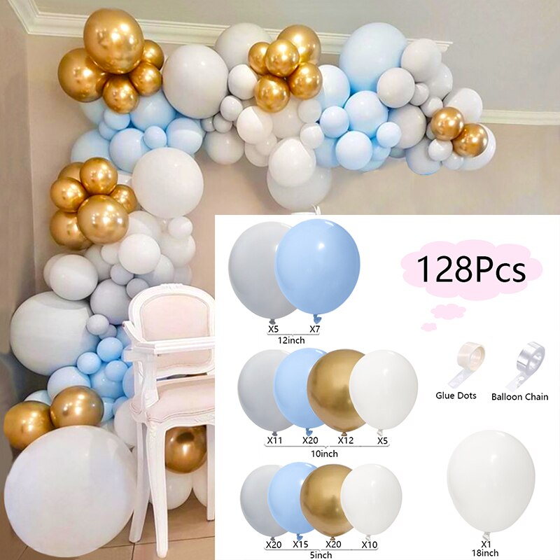 Pcs Balloons Arch Set Blue White Gray Gold Balloon Garland Wedding Birthday Party Baby Baptism Shower Decoration Inflatable Decorations