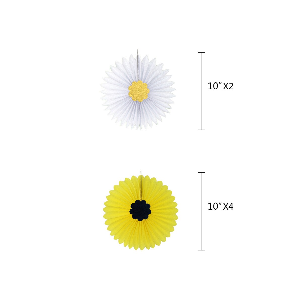 Sunflower Theme Party Decoration Set Banners Cupcake Toppers Yellow White Paper Fan Boys Girls Birthday Supplies 