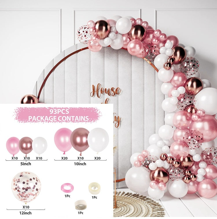 Macaron Pink Balloon Garland Arch Kit Wedding Birthday Party Decoration Kids Globos Gold Confetti Latex Ballon Baby Shower Girl Inflatable Decorations