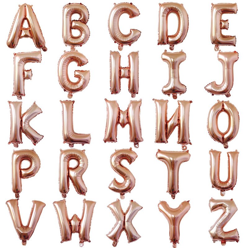 pcs inch Alphabet Foil balloons Gold Silver Rose Letter Air balloon birthday party decoration kids Anniversary Gloobs 