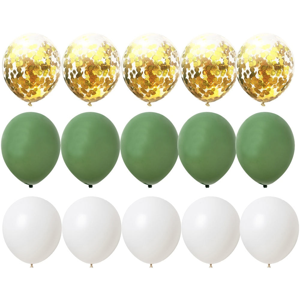 PCS inch Balloon Kit Retro Green White Gold Balls Birthday Wedding Anniversary Jungle Summer Party Decor Home Supplies 