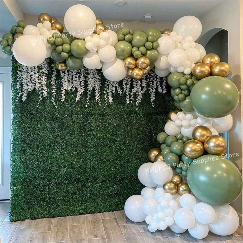 pcs Retro Bean Green Gold Metallic Balloon Garland Arch Kits Baby Shower Globos Birthday Party Decorations Wedding Balloons Inflatable