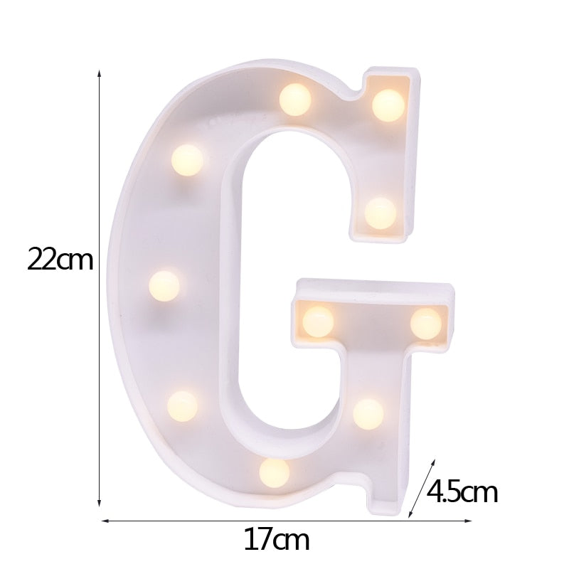 DIY LED Letter Numbers Night Light Wall Hanging Decoration Wedding Birthday Party Alphabet Digit Symbol Sign without Battery 