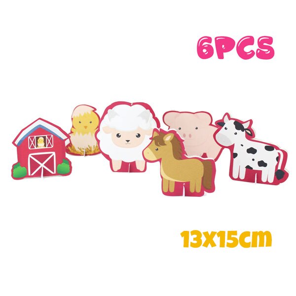 Farm Theme Party Cake Topper Animals Centerpiece Birthday Decorations Supplies Set 