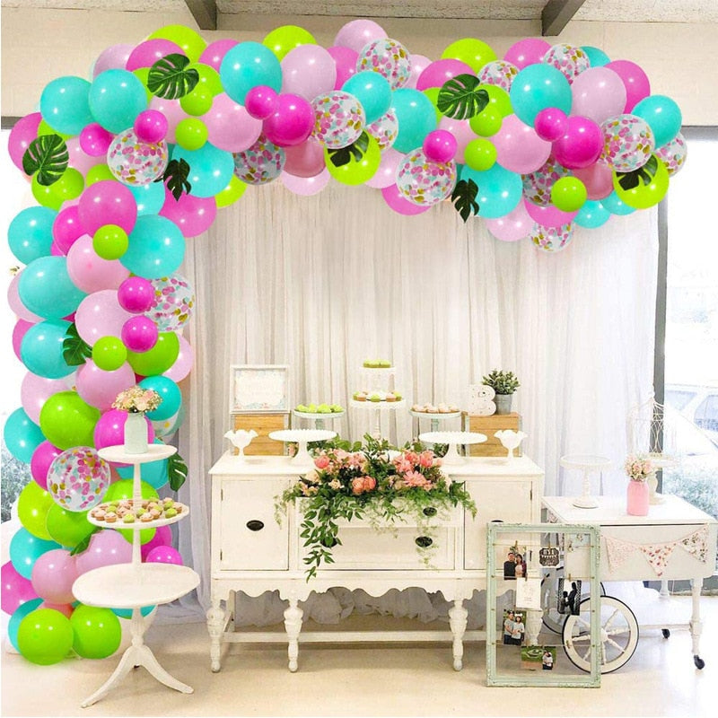 pcs Summer Hawaii Themed Birthday Party Decoration Set Confetti Balloon Garland Arch Kit Artificial Leaves Girl Supplies Inflatable Decorations