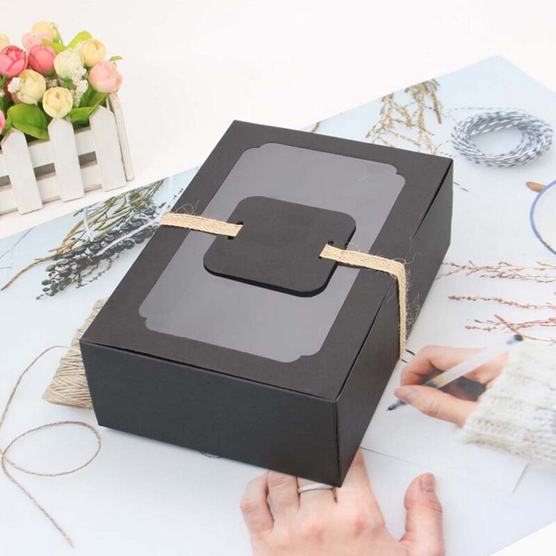 pcs Kraft Paper Candy Box Gift PVC Clear Window DIY Cookies Package Boxes Christmas New Year Wedding Party Decoration 