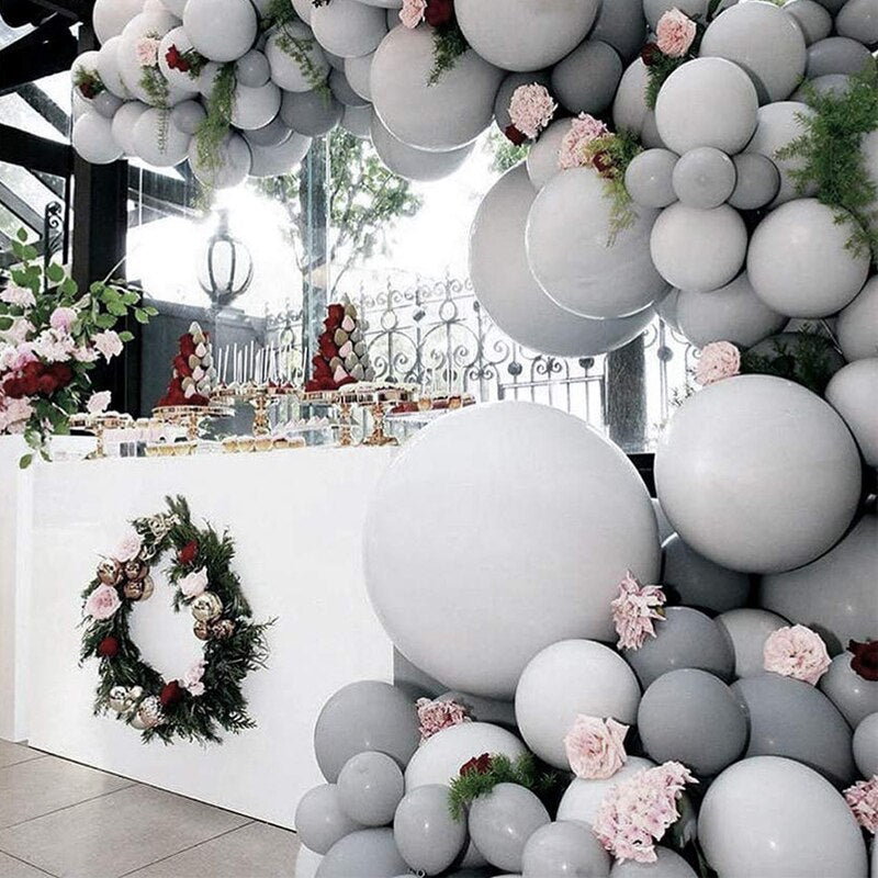 pcs Gray White Latex Gold Confetti Balloons Arch Kit Wedding Birthday Party Baby Shower Decoration Globos Supplies 