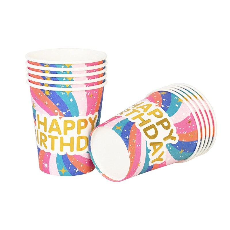 10pcs Party Disposable Paper Cups Colorful Dot Stripe Star Juice Cup Wedding Birthday Party Picnic Tableware Supplie Baby Shower PartyDecorHQ