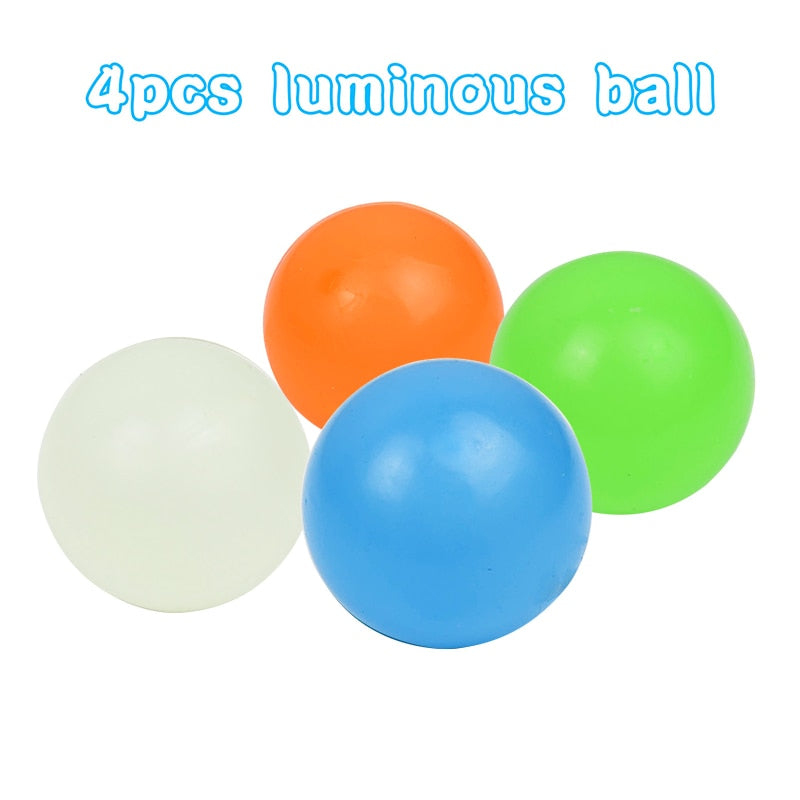 cm Luminous Balls High Bounce Glowing Stress Ball Sticky Wall Home Party Decoration Kids Gift Anxiety Toy Glow Dark 