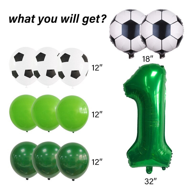 Lvyin Football Series Latex Balloon Set Number Foil Boy st nd rd Birthday Party Decoration 