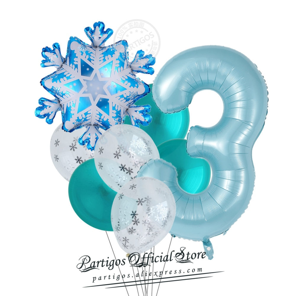 set Mix Snowflake Foil Balloons inch Ice blue number ballons Winter ice snow Party Birthday party Decoration Elsa Ballon 