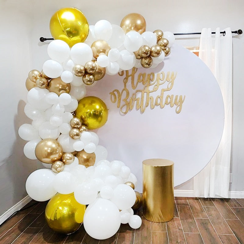 Balloons Arch Set White Gold Balloon Garland Birthday Party Kit Baby Baptism Shower Wedding Decoration Inflatable Decorations