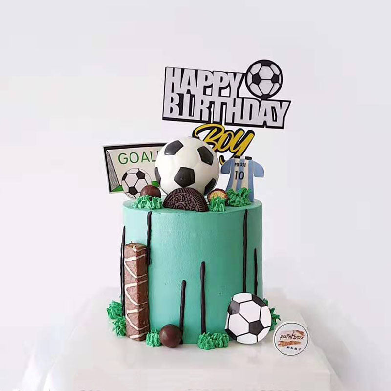 Football Cake Topper Decor Soccer Boy First Happy Birthday Footbal Treat Theme Dessert Decoration 