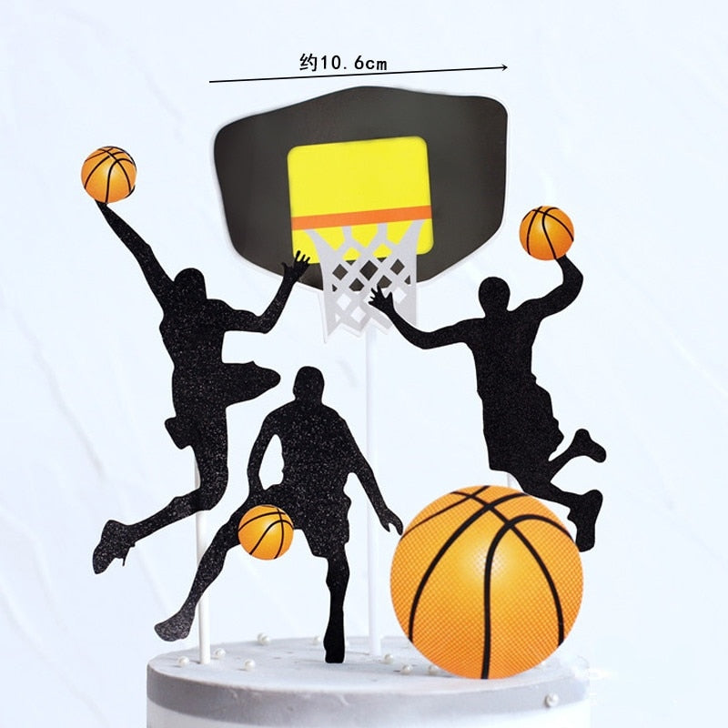 1Set/lot Basketball Theme Party Happy Birthday Banner Cake Topper Kids Boy Birthday Party Basketball Cake Decorations Supplies PartyDecorHQ