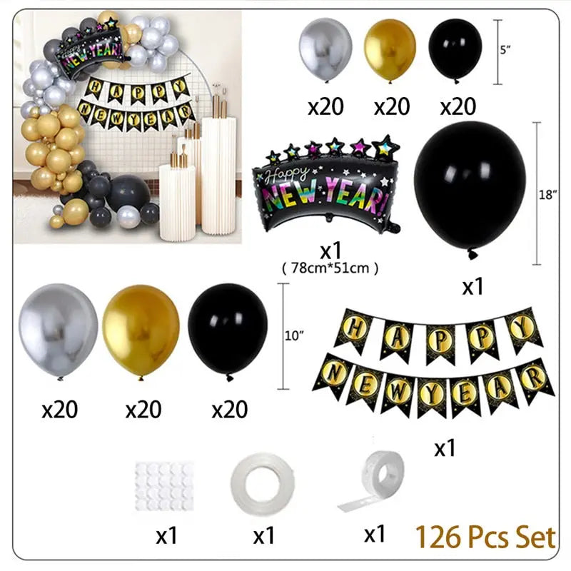 Black Gold Balloon Garland Arch Kit Confetti Latex th Birthday Party Adults Baby Shower New Year Decorations Inflatable