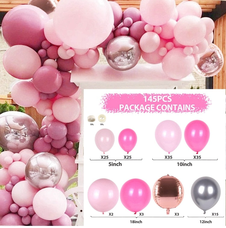 Macaron Pink Balloon Garland Arch Kit Wedding Birthday Party Decoration Kids Globos Rose Gold Confetti Latex Ballon Baby Shower Inflatable Decorations