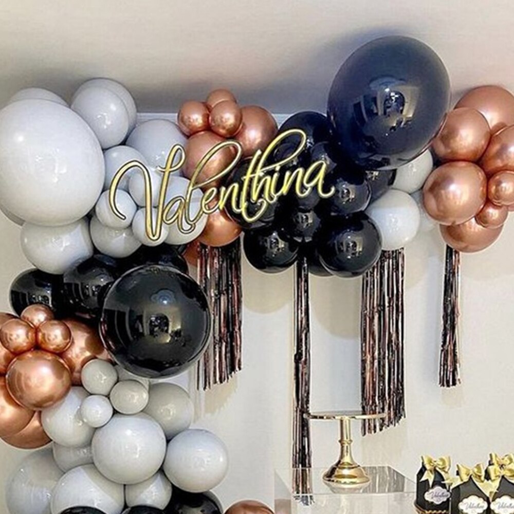 Pcs Valentines Day Balloons Garland Chrome Rose Gold Matte Grey Arch Anniversary Bridal Wedding Party Decorations Inflatable