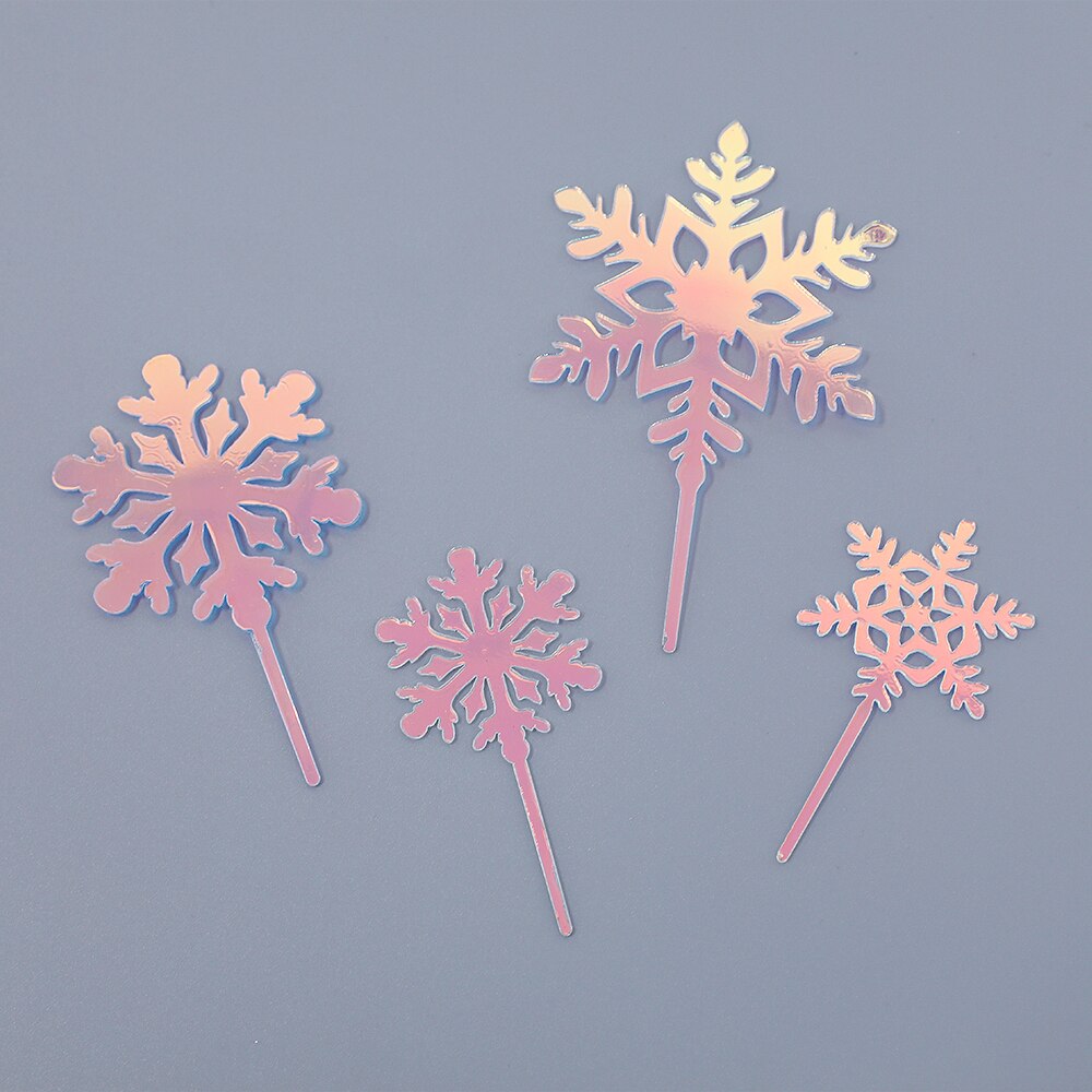 Pcs Acrylic Christmas Snowflake Cake Toppers Ice Princess Cupcake Kids Happy Birthday Party Decorations Xmas 