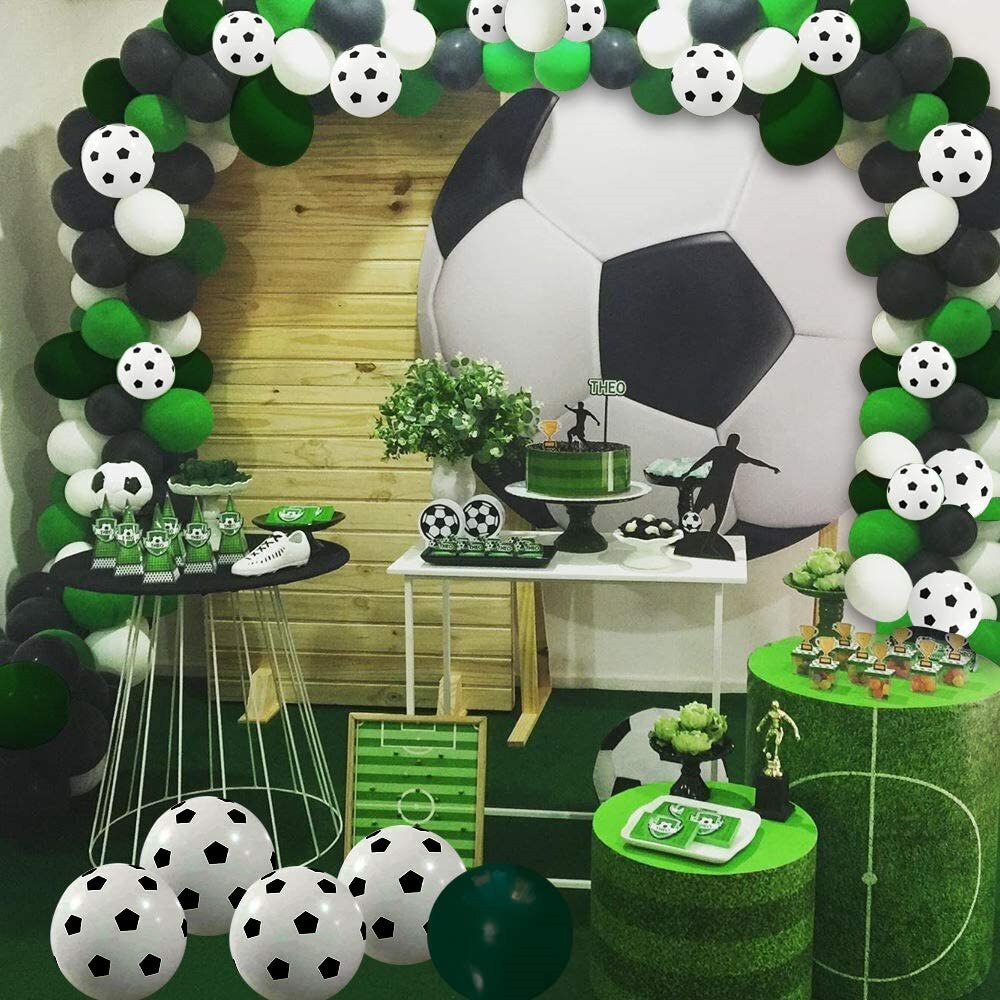 pcs Soccer Party Balloon Garland Kit inch Football Printed Balloons ft Srip Decoration Air Globos Inflatable Decorations