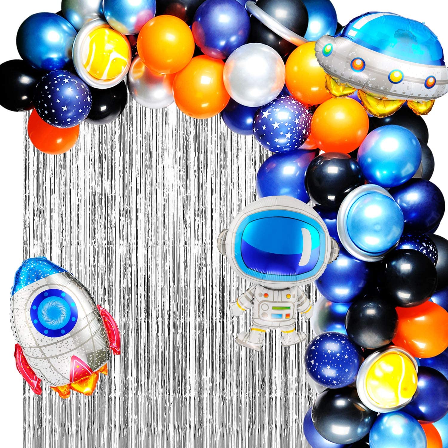 Outer Space Balloon Garland Kit Party Decorations Rocket Balloons Star Number Themed Birthday Supplies Inflatable