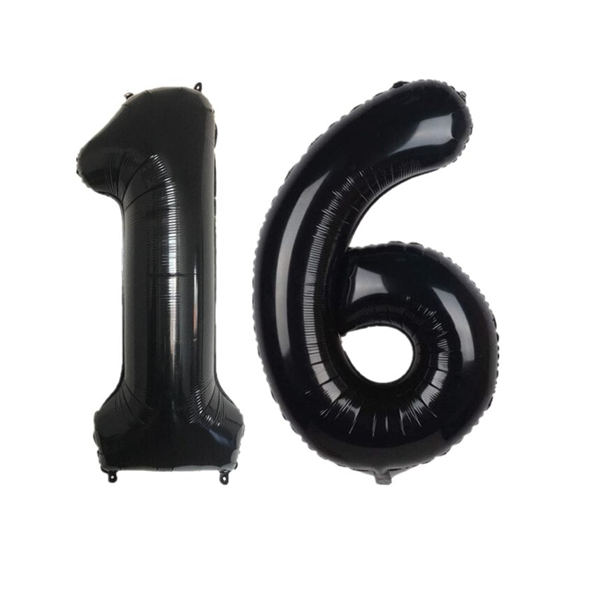 pcs inch Black Number Balloons Digit Foil Balloon Kids Adult Birthday Party Decorations Globos Anniversary Balaos 