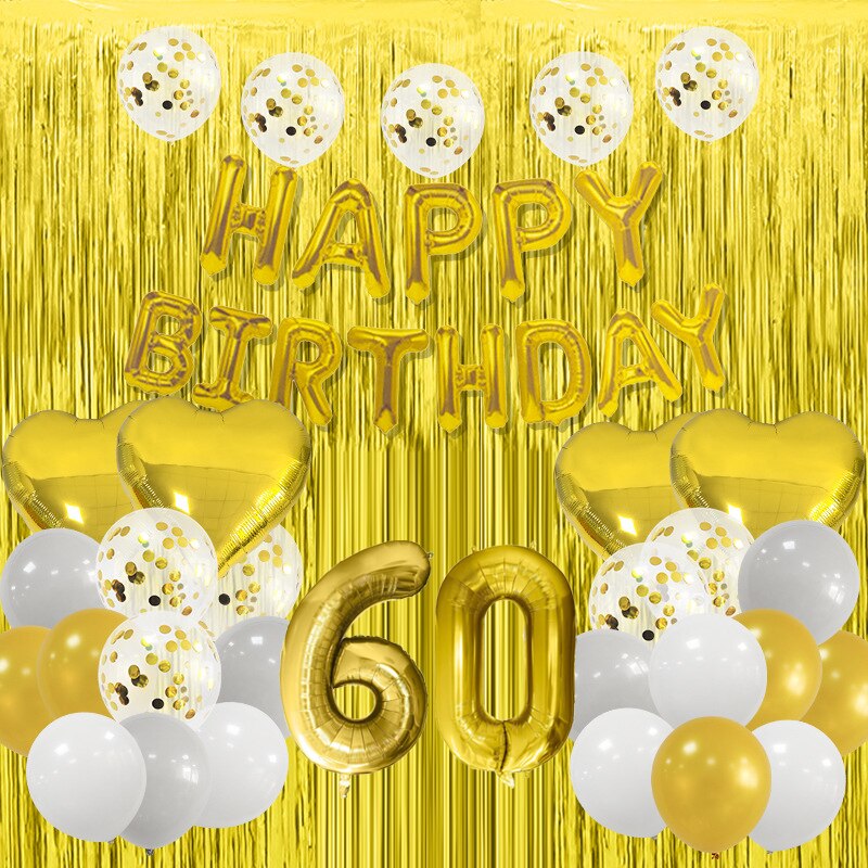 Happy Birthday Party Decorations Gold Latex Balloons Kit Foil Curtain Confetti st th 