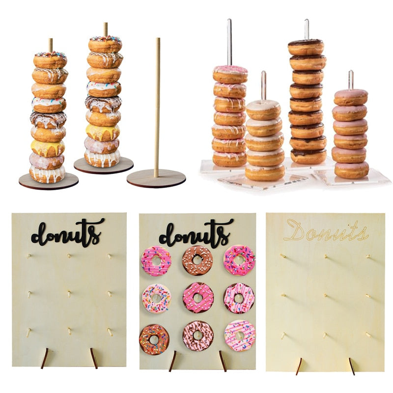 WEIGAO Donut Wall Stand Birthday Decoration Doughnut Display Holder Party Supplies Wedding Decor Table Baby shower Bride 