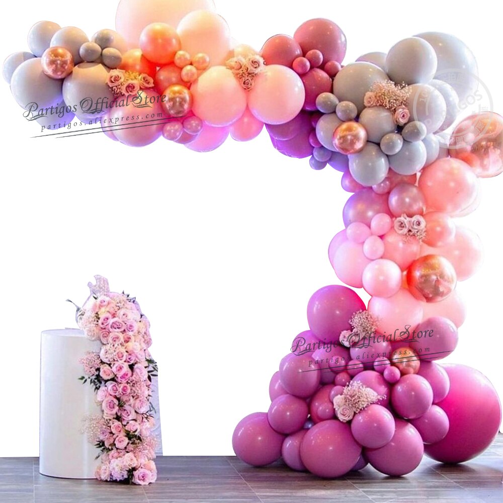 Pcs Pastel Pink Rose Red Latex Balloons Garland Kit Set Wedding Decorations Globos Chain Birthday Engagement Bridal decors Inflatable Party