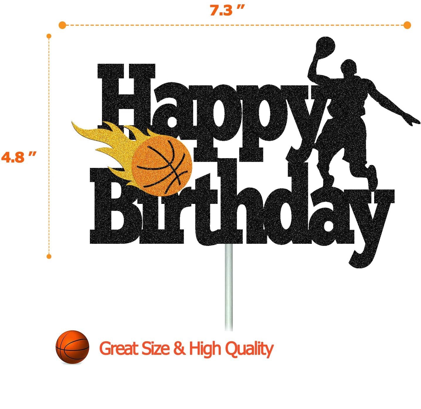 Cake Topper Boy Man Basketball Happy Birthday Cupcake Toppers Party Dessert Wedding Decoration Baby Shower Baking Supplies DIY 