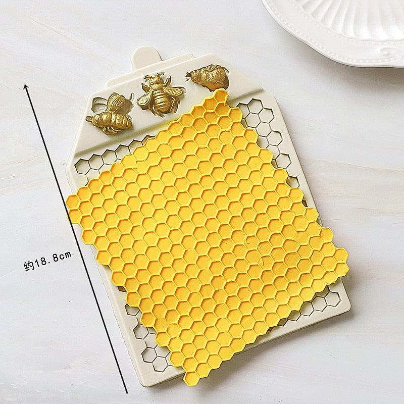 Bees Continuous Honeycomb Textured Silicone Molds Fondant Chocolate Cake Mould Decorating Tools Kitchen Bakeware 