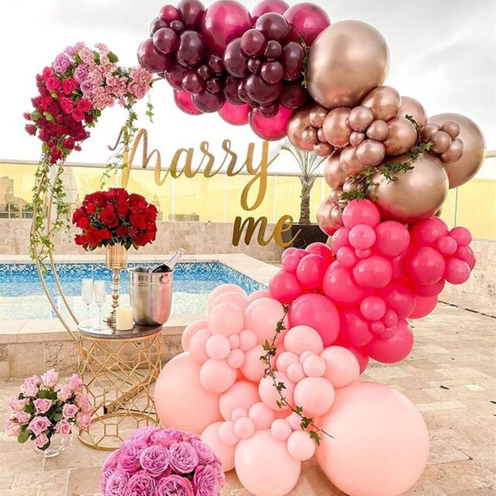 Pcs Burgundy Red Balloons Garland Valentines Day Balloon Arch Anniversary Engagement Wedding Party Decorations Bride Supplies Inflatable