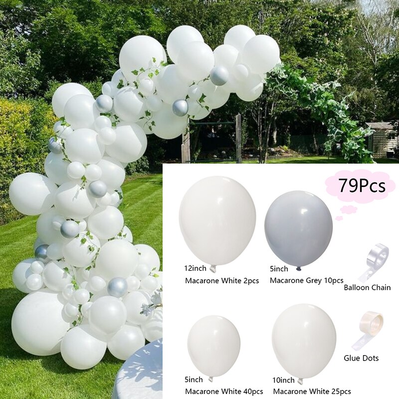 Balloons Arch Set White And Gray Balloon Garland Baby Baptism Shower Wedding Adult Children Birthday Party Balloon Decoration PartyDecorHQ