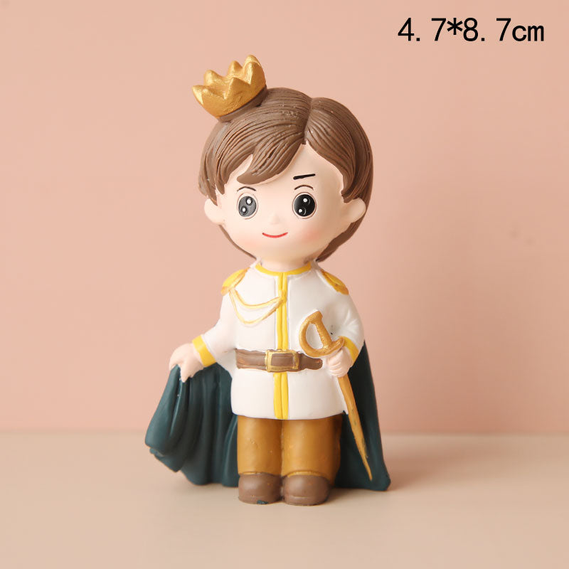 Prince Princess Wedding Cake Topper Resin Cartoon Toy Ornaments Decoration Girl Birthday Party Baking Cakes Exquisite Gifts 