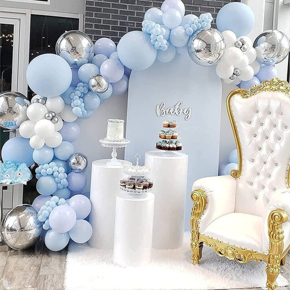 Baby Shower Balloons Pastel Blue White Silver Balloon Garland pcs Arch Balls Wedding Birthday Party Decor Globos Supplies Inflatable Decorations