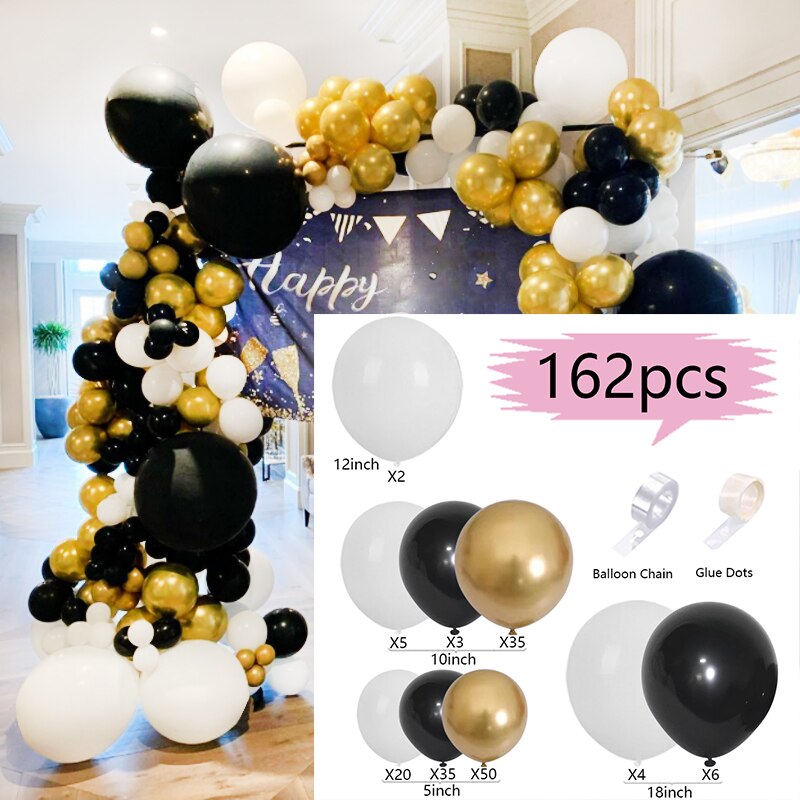 Pcs Balloons Arch Set White Black Gold Balloon Garland Baby Baptism Shower Kit Birthday Party Decoration Inflatable Decorations