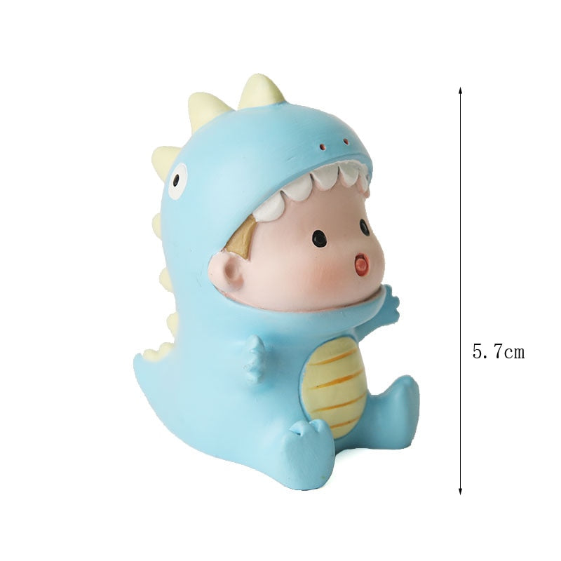 Lovely Dinosaur Baby Cake Topper Resin Dino Forest Styles Kid Boy Birthday Shower Party Decoration Cakes Dessert Flag 