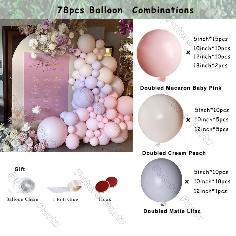 pcs Doubled Pink Balloon Garland Arch Kit Wedding Matte Lilac Ballon Set Birthday Party Decoration Baby Shower Globos Supplies Inflatable Decorations