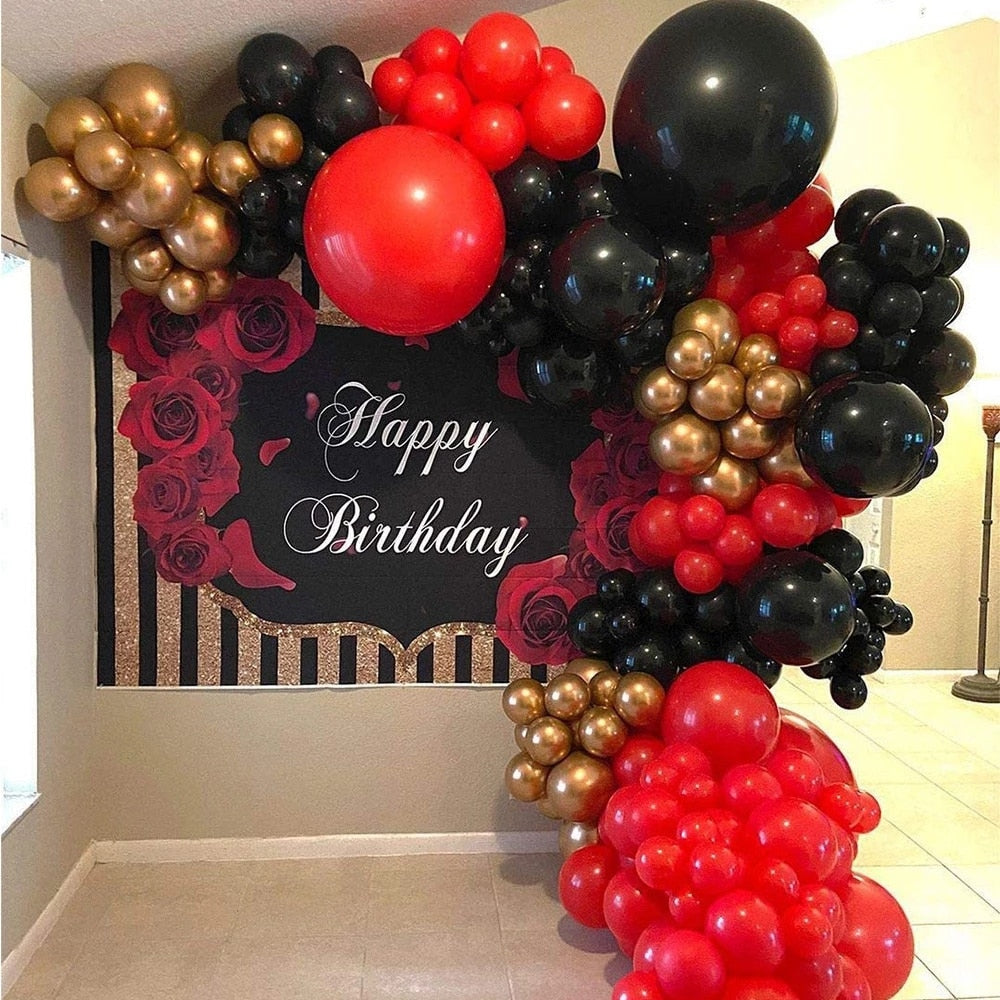 pcs/set Metallic Gold Red Black Balloon Arch Garland Kit Valentines Day Wedding Decoration Kids Birthday Party Event Supplies Inflatable Decorations