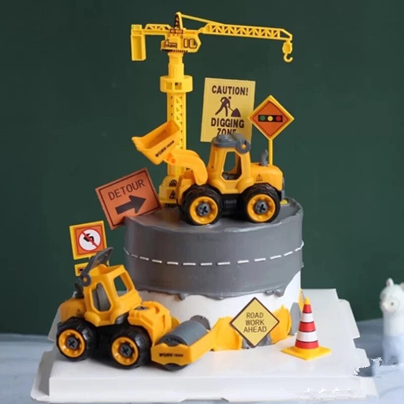 Construction Theme Party Cake Toppers Engineer Car Cake Topper Cupcake Toppers Decorations Boys Baby Shower Birthday Party Decor PartyDecorHQ