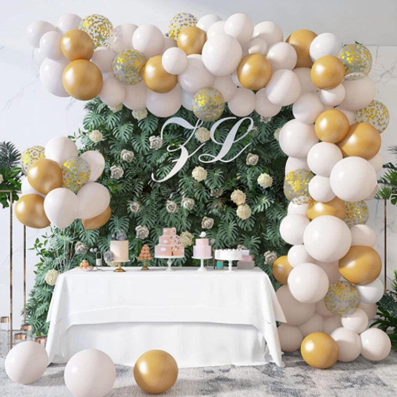 Balloons Arch Set White Gold Balloon Garland Birthday Party Kit Wedding Baby Baptism Shower Decoration Inflatable Decorations