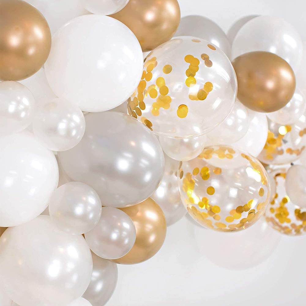 pcs Balloon Arch Garland kit Gold Confetti Silver White Balloons Bridal Baby Shower Wedding, Birthday, Graduation Inflatable Party Decorations