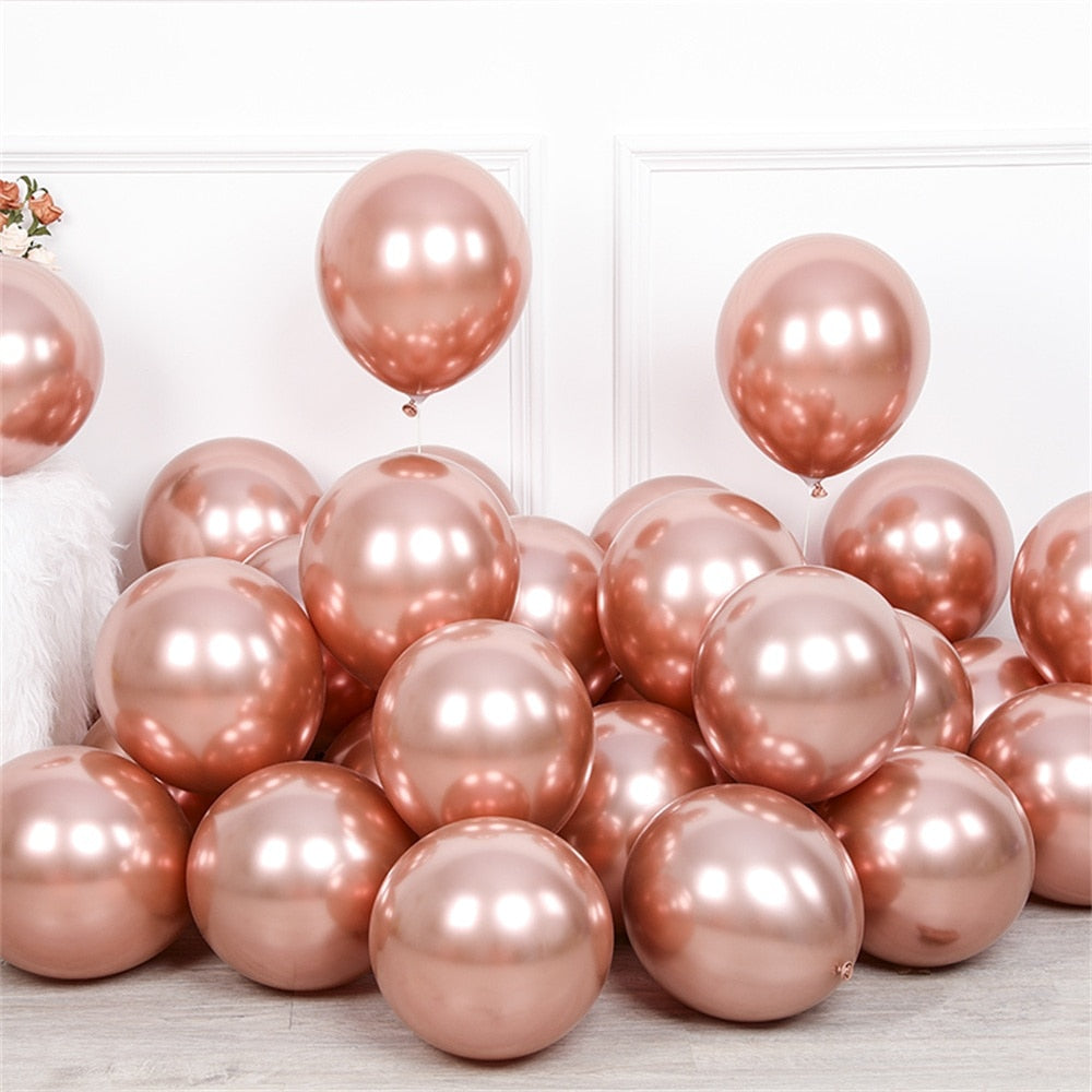 Pcs Inch Rose Gold Champagne Chrome Balloons Metal Globos Birthday Party Wedding Decorations Baby Shower 