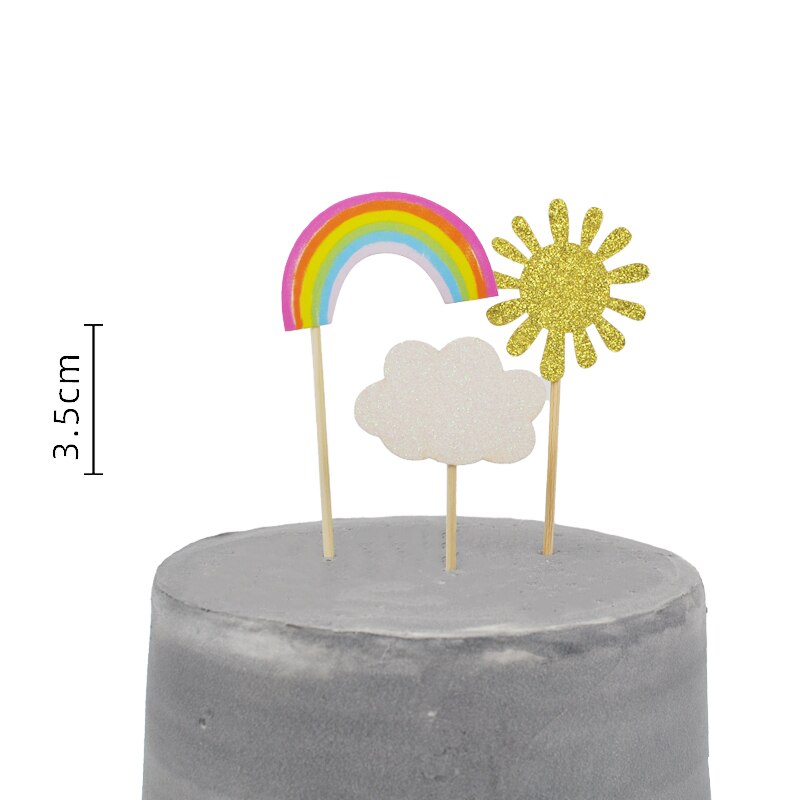 Farm animal snails Cake Topper Rainbow Sun House Kids Happy Birthday Party Cartoon Decoration 