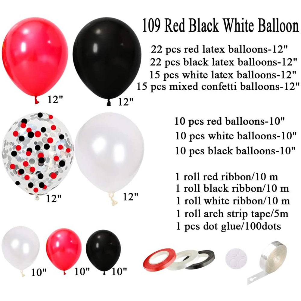 pcs/lot Circus Birthday Balloons Arch Garland Kit Black Red White Confetti Party Decoration Inflatable Decorations