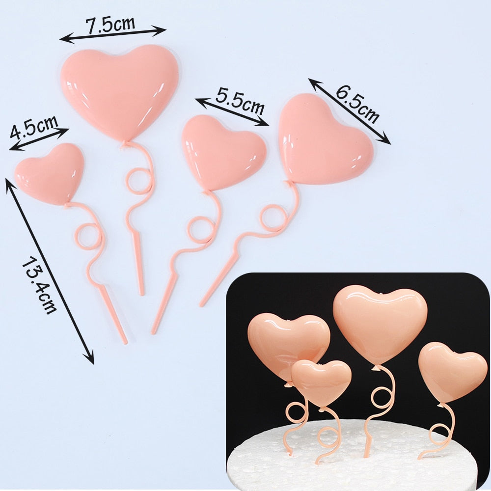 Pcs Mix Size Heart Balloons Cake Toppers Valentines Day Party Supplies Anniversary Wedding Decorations Red Ornaments 