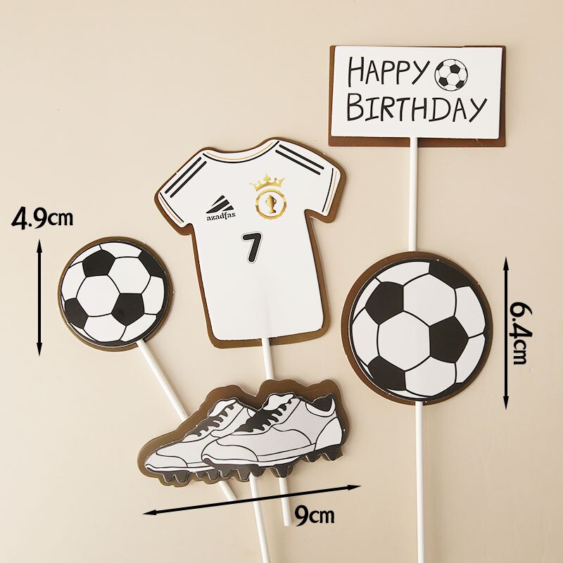 Football Basketball Theme Cake Topper Lovely Boy Soccer Ornaments Kid Birthday Happy Baking Cakes Decoration Supplies Flags 