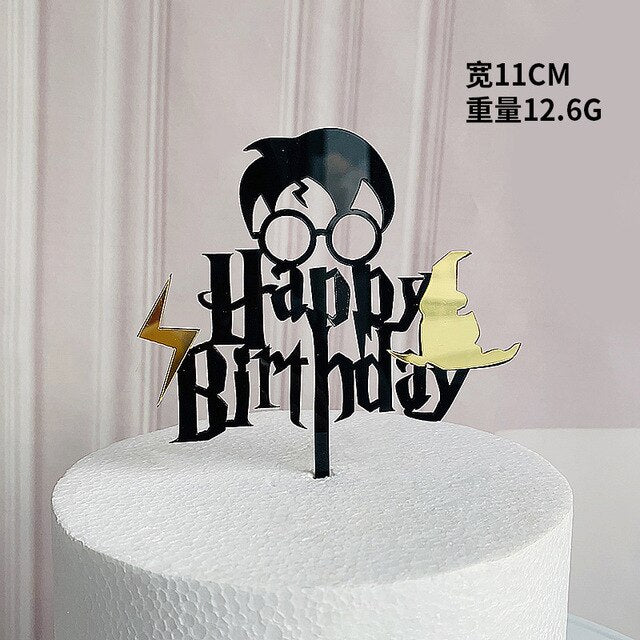 Glasses Acrylic Happy Birthday Cake Topper Gold Toppers Decor Baby Party Decorations Shower 